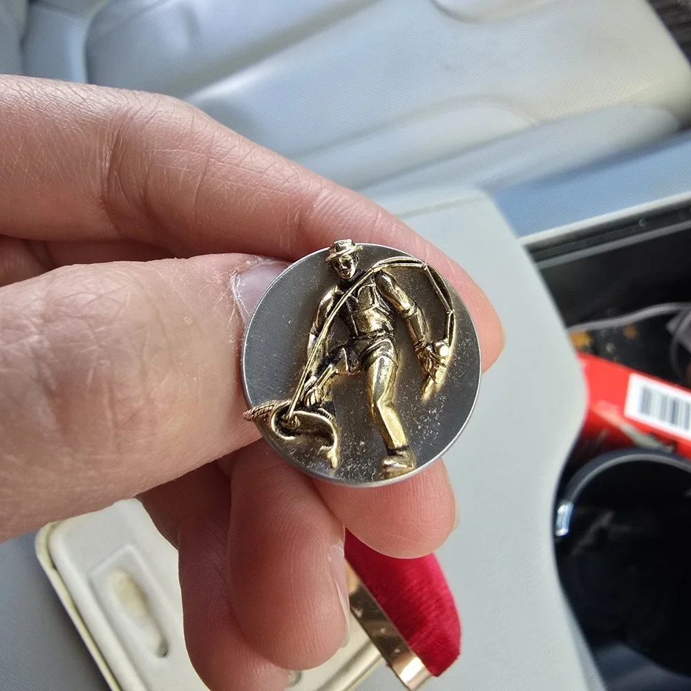 Vintage SWANK Cufflinks Silver & Gold Tone Scythe Man Father Time Reaper Motif‎